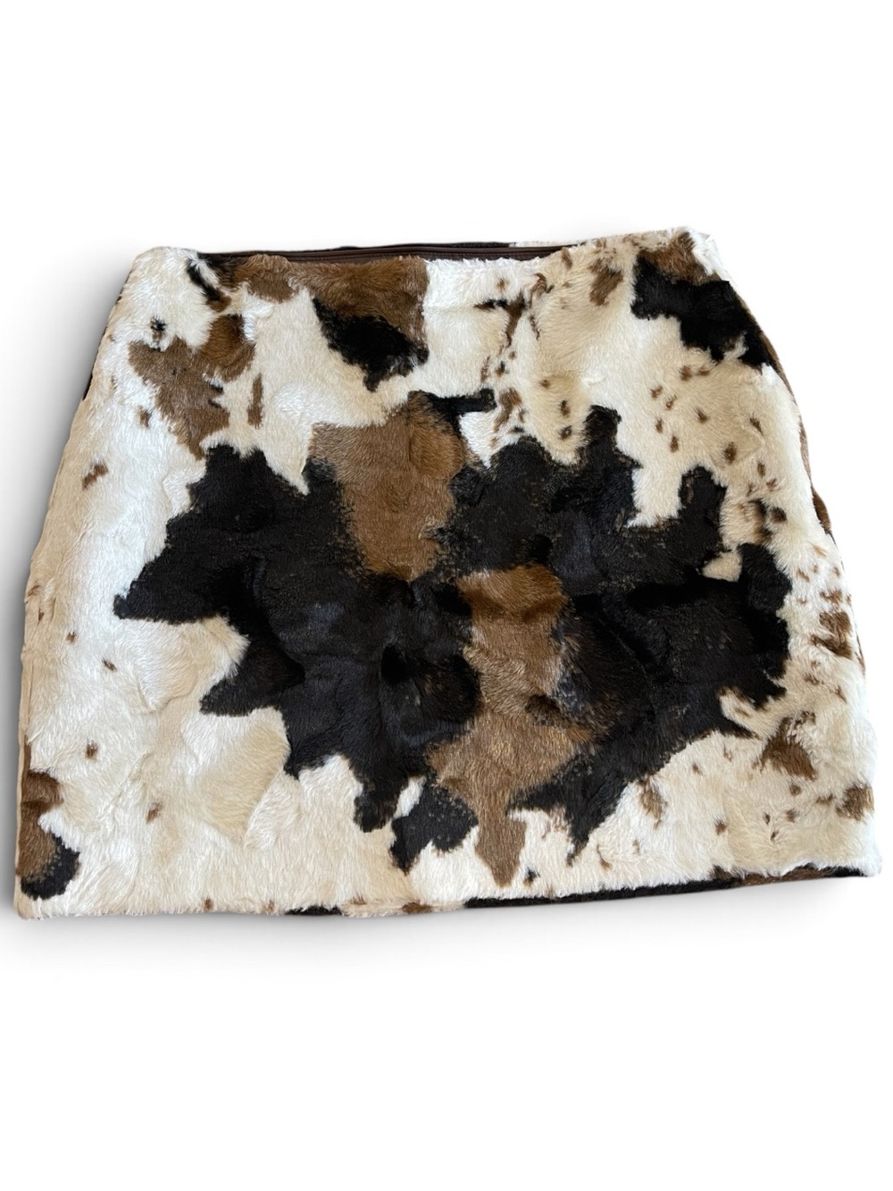 Vici Cowhide Faux Fur Mini Skirt in Black, White & Brown - Picture 9 of 9